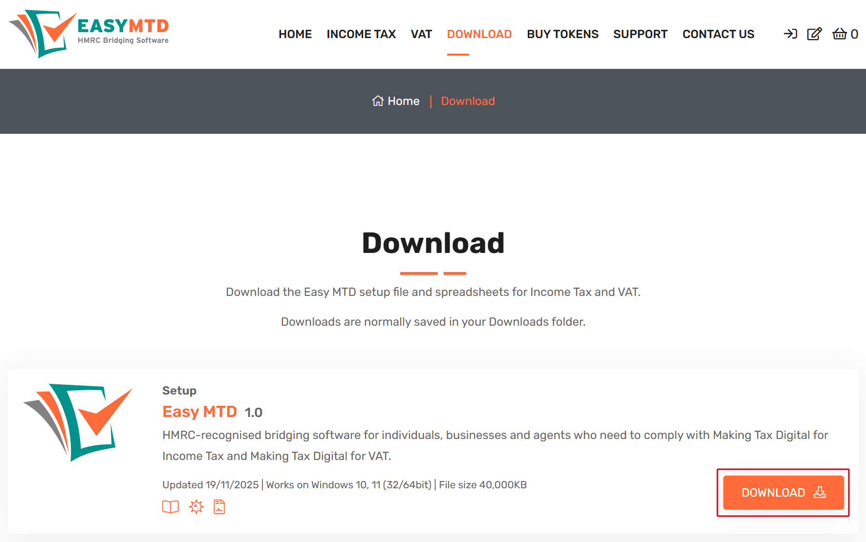 Easy MTD Download oage and button image