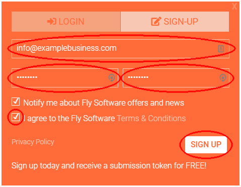 Sign Up window image