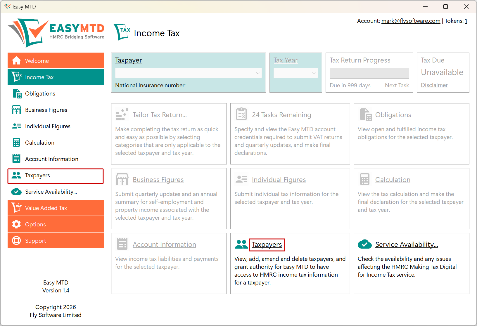 Select Taxpayers page image