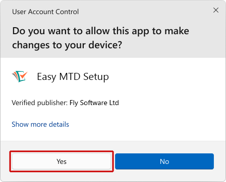 User Account Control window image