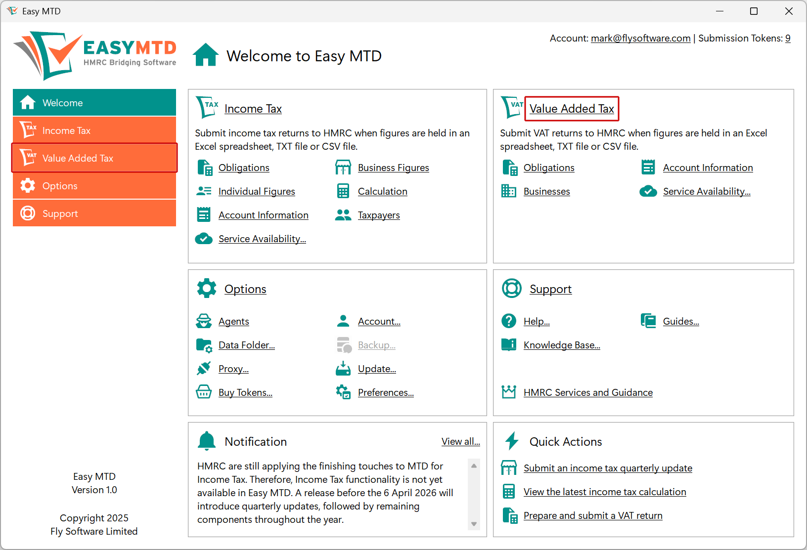 Select Value Added Tax menu and link image