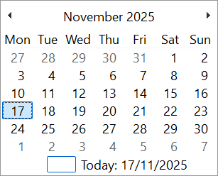 Calendar pop-up image