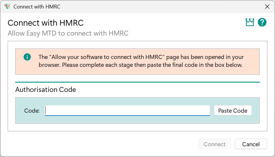 Connect with HMRC window image