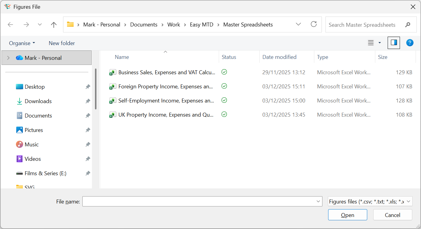 Figures File window image