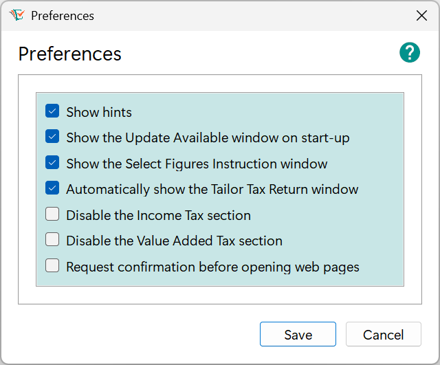 Preferences window image image