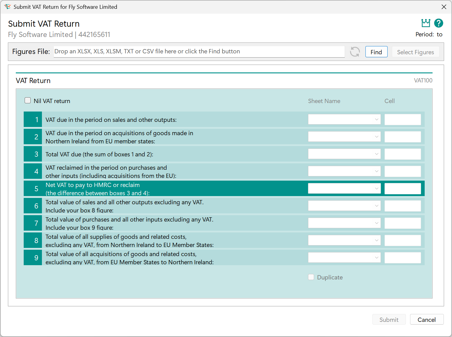Submit VAT Return window image
