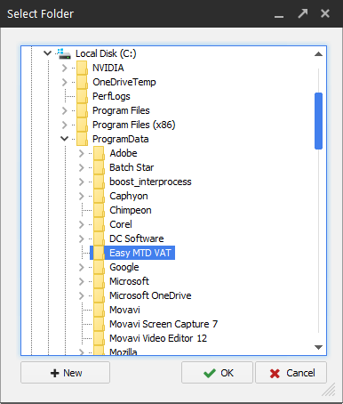 Select Folder window image