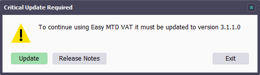 Critical Update Required window image