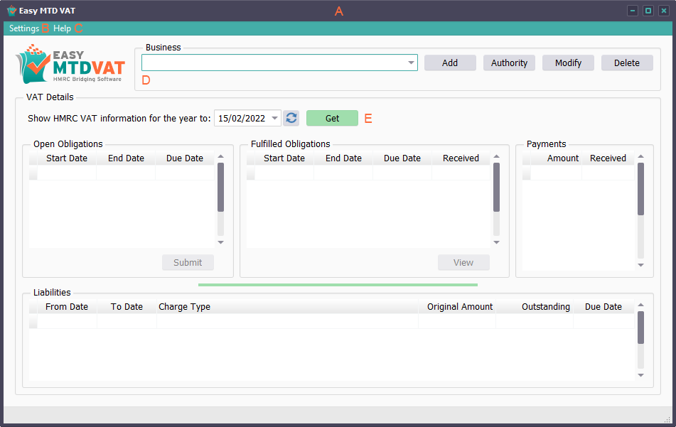 Easy MTD VAT main interface image
