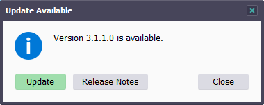 Update Available window image